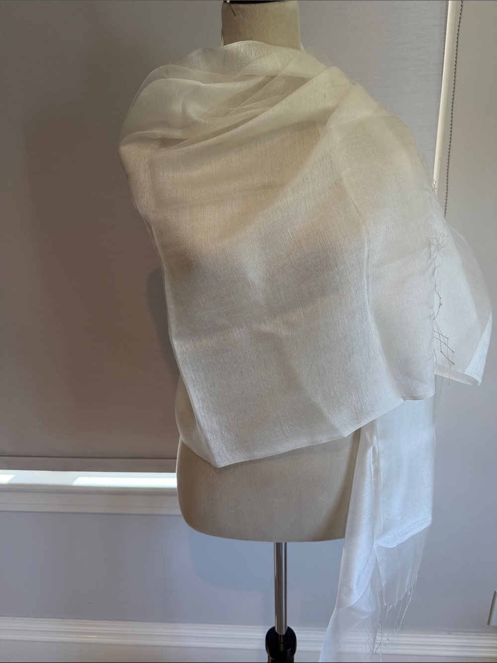 Sheer Ivory shawl Panel70" new